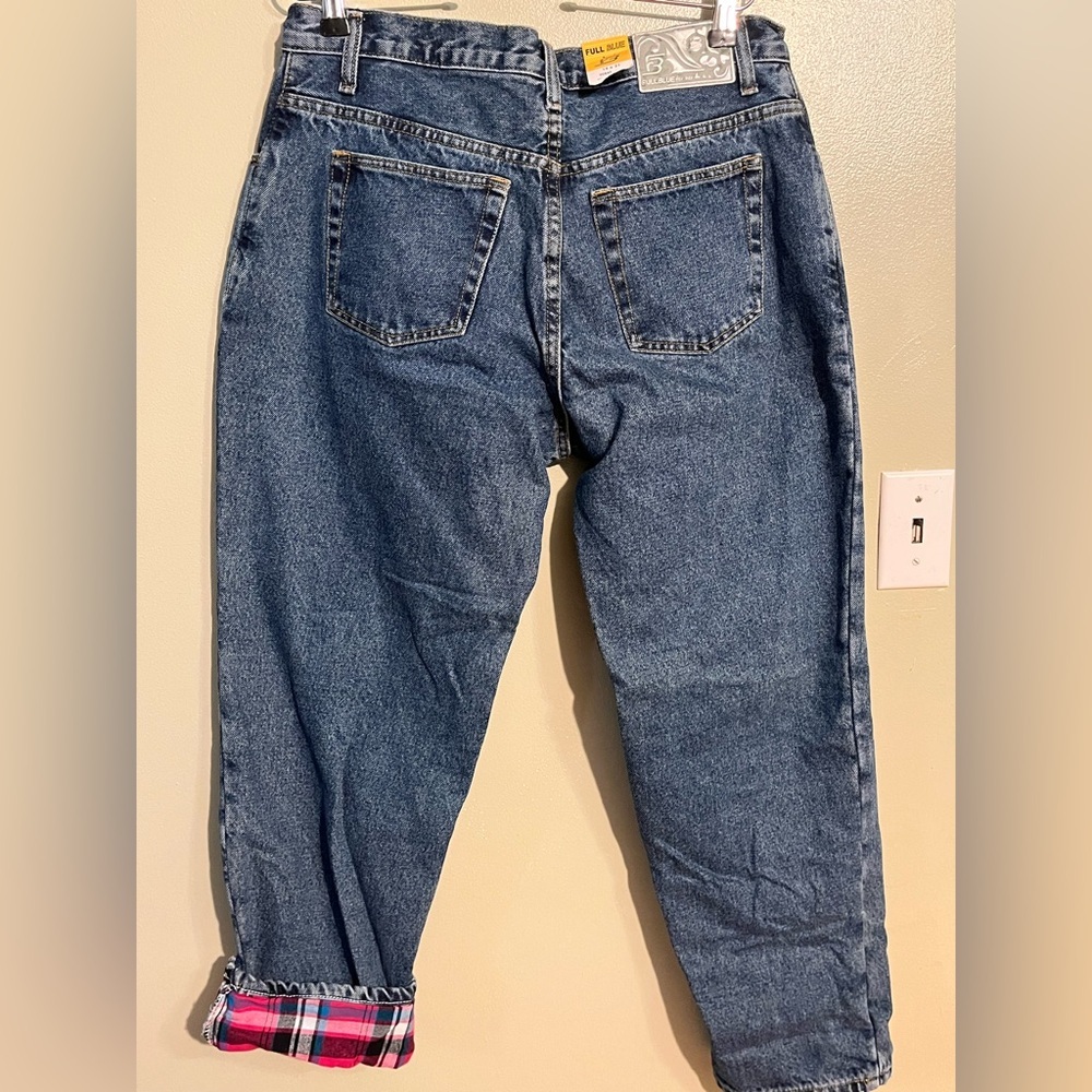 Full Blue Vintage Blue Denim Jeans Flannel Lined Cotton Relaxed 14 NWT